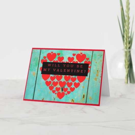 Werden Sie mein Valentinin Rotes Herz Valentine Karte (Vorderseite)