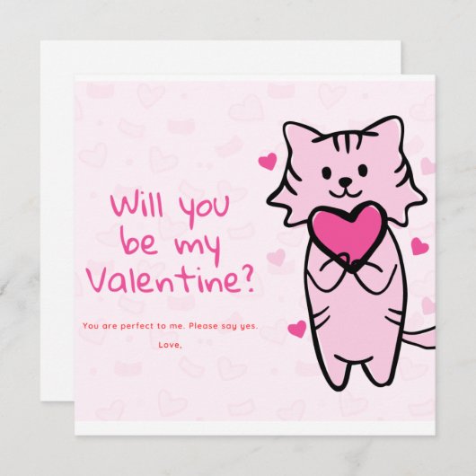 Werden Sie mein Valentinin sein? Einladung (Vorne/Hinten)