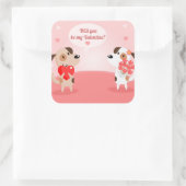 Werden Sie mein Valentinin sein? Quadratischer Aufkleber (Tasche)