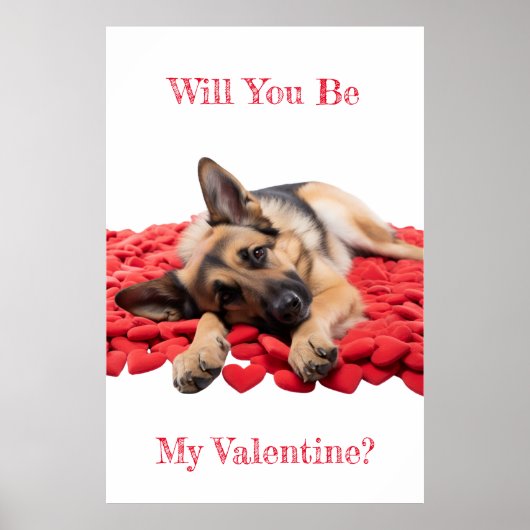 Werden Sie mein Valentinisches Deutsches Schäferpo Poster (Vorne)