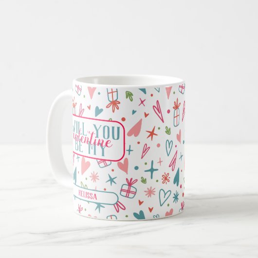 Werden Sie mein Valentinmuster sein? Kaffeetasse (Vorderseite Links)