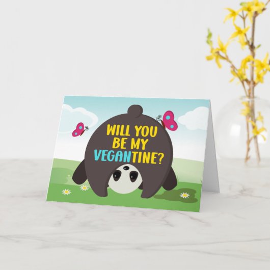 Werden Sie mein Vegantine sein, Veganer Valentinst Karte (Gelbe Blume)