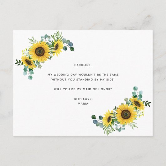Werden Sie mein Vorschlag für eine Trauzeugin sein Ankündigungspostkarte (Rückseite)