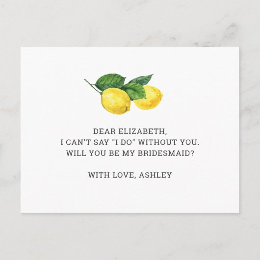 Werden Sie mein Vorschlag von Bridesmaid sein? | L Einladungspostkarte (Rückseite)