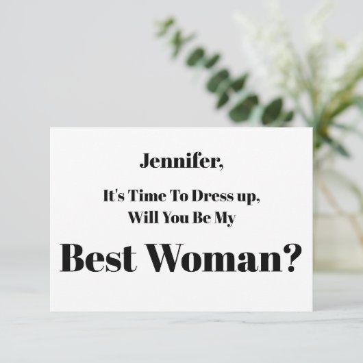 werden Sie meine beste Frau sein, moderne Schrifte Einladung (Stehend Vorderseite)