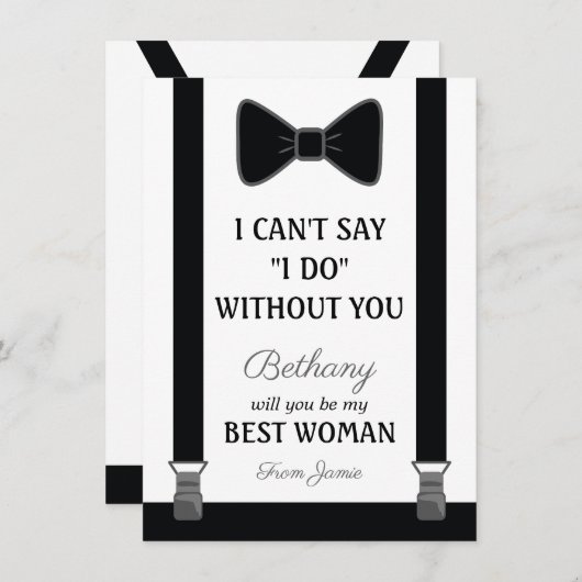 Werden Sie meine beste Frau - Tuxedo Krawatte Brac Einladung (Vorne/Hinten)