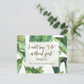 werden Sie meine Blätter Tropen aus Palmblättern s Einladungspostkarte (Stehend Vorderseite)