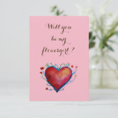 Werden Sie meine blühende Mädchen rosa Einladung P (Stehend Vorderseite)