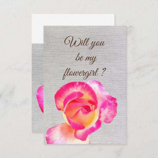 Werden Sie meine blühende Mädchen rosa Einladung P (Vorne/Hinten)