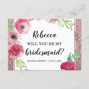 Werden Sie meine Blume-Bridesmaid-Glitzer Lila Einladung