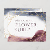 Werden Sie meine Blume lila geometrisch Einladung (Vorne/Hinten)