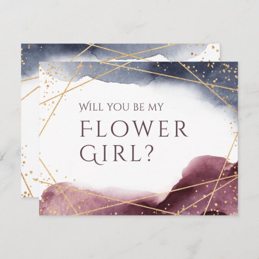 Werden Sie meine Blume lila geometrisch Einladung (Vorne/Hinten)