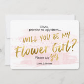 Werden Sie meine Blume Mädchen Blush & Gold Wasser Einladung (Vorderseite)