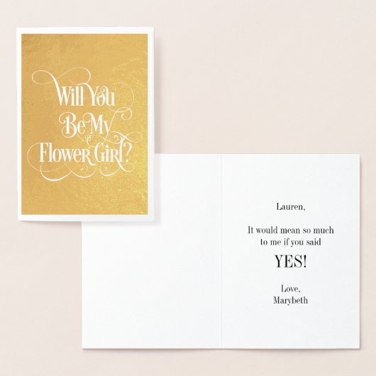 Werden Sie meine Blume-Mädchen-Gold-Foil-Karte sei Folienkarte (Anzeige)