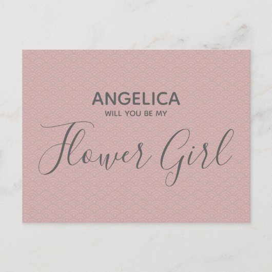 Werden Sie meine Blume Mädchen Hübsch rosa Muster? Einladungspostkarte (Vorderseite)