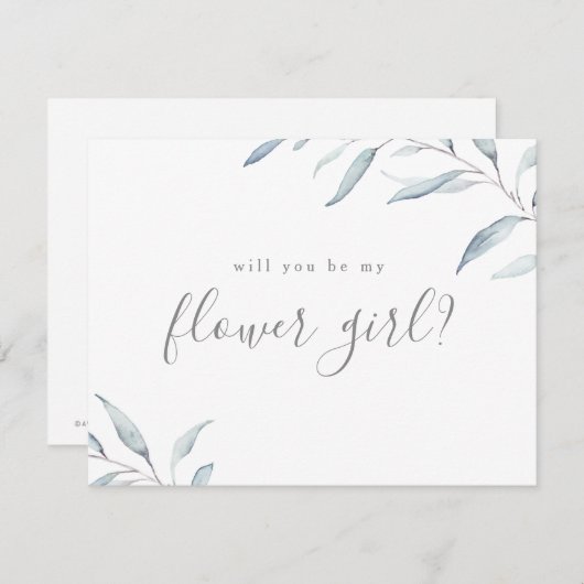 Werden Sie meine Blume Mädchen minimale staubige V Einladung (Vorne/Hinten)