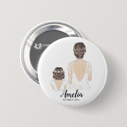 Werden Sie meine Blume Mädchen Vorschlag Abzeichen Button (Vorne & Hinten)