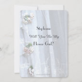 Werden Sie meine Blumenmädchen Vintagen Spitzen ei Einladung (Vorderseite)