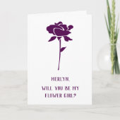 Werden Sie meine Blütenmädchen sein, die Lila Rose Einladung (Vorderseite)