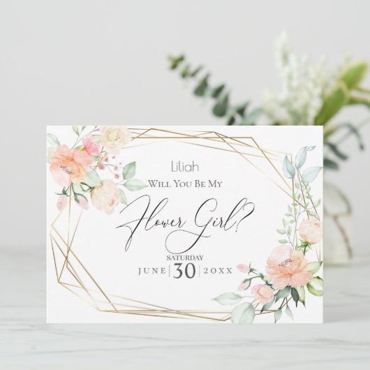 Werden Sie meine Blütenmädchen sein? Einladung (Stehend Vorderseite)