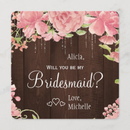 Werden Sie meine Brautjungfrau Chic floral rustika Einladung