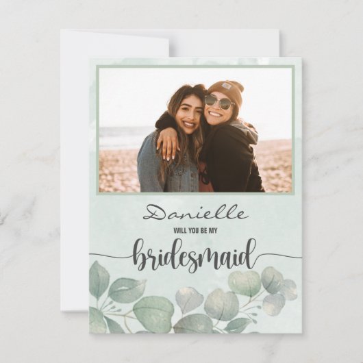 Werden Sie meine Brautjungfrau Elegante grüne Aqua (Vorderseite)