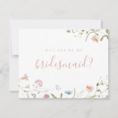 Werden Sie meine Brautjungfrau Elegante Wildblume Einladung (Vorderseite)