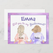 Werden Sie meine Brautjungfrau/Mädchen in Roben/Li Einladungspostkarte (Vorne/Hinten)