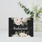 Werden Sie meine Brautjungfrau Schwarz und Weiß se Einladung (Stehend Vorderseite)