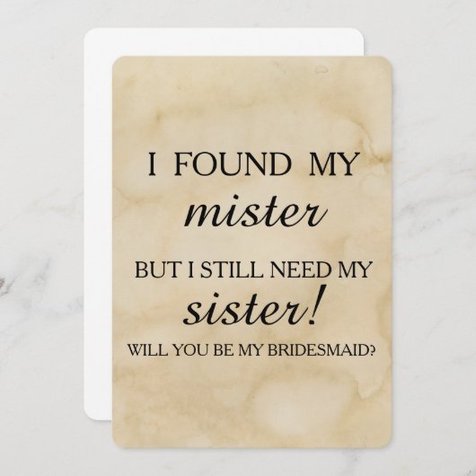 Werden Sie meine Brautjungfrau sein? Einladung (Vorne/Hinten)