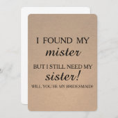 Werden Sie meine Brautjungfrau sein? Einladung (Vorne/Hinten)