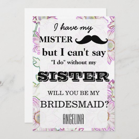 Werden Sie meine Brautjungfrau sein? Einladung (Vorne/Hinten)