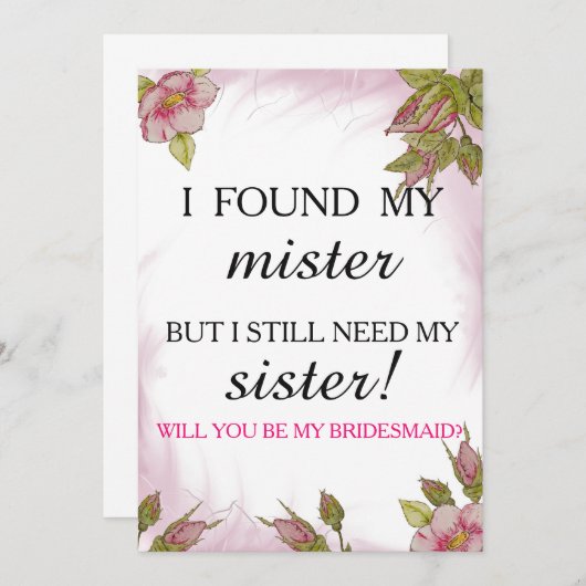 Werden Sie meine Brautjungfrau sein? Einladung (Vorne/Hinten)