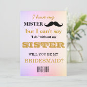 Werden Sie meine Brautjungfrau sein? Einladung (Stehend Vorderseite)