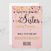 Werden Sie meine Brautjungfrau sein? Einladung (Vorne/Hinten)
