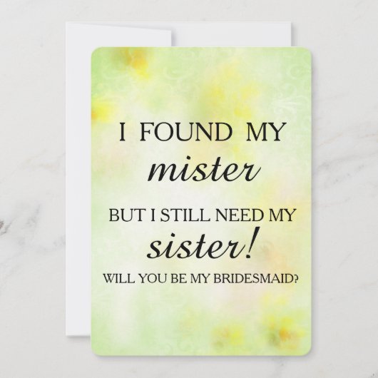 Werden Sie meine Brautjungfrau sein? Einladung (Vorderseite)
