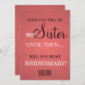 Werden Sie meine Brautjungfrau sein? Einladung (Vorne/Hinten)