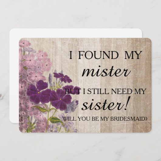 Werden Sie meine Brautjungfrau sein? Einladung (Vorne/Hinten)