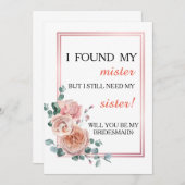 Werden Sie meine Brautjungfrau sein? Einladung (Vorne/Hinten)