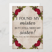 Werden Sie meine Brautjungfrau sein? Einladung (Vorne/Hinten)