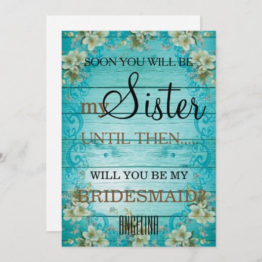 Werden Sie meine Brautjungfrau sein? Einladung (Vorne/Hinten)