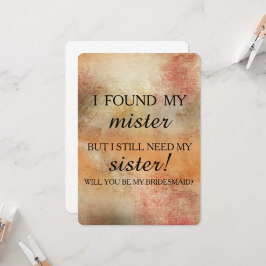 Werden Sie meine Brautjungfrau sein? Einladung (Vorderseite/Rückseite Beispiel)