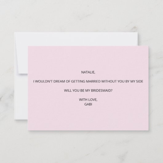Werden Sie meine Brautjungfrau sein? Einladung (Rückseite)