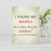 Werden Sie meine Brautjungfrau sein? Einladung (Stehend Vorderseite)