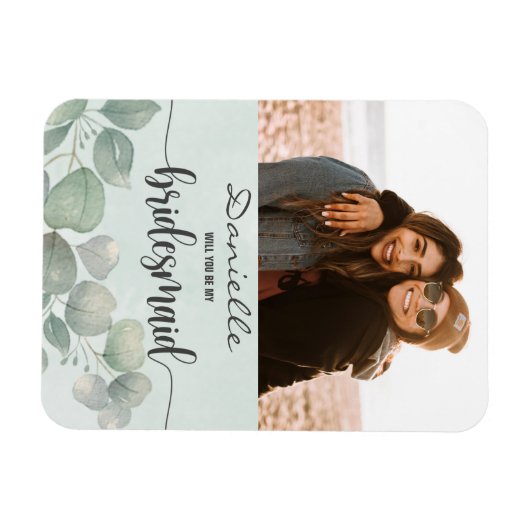 Werden Sie meine Brautjungfrau sein Elegantes grün Magnet (Horizontal)