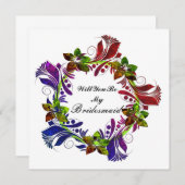 Werden Sie meine Brautjungfrau sein, farbenfrohe B Einladung (Vorne/Hinten)