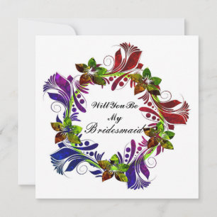 Werden Sie meine Brautjungfrau sein, farbenfrohe B Einladung