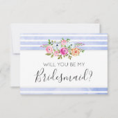 Werden Sie meine Brautjungfrau sein Moderne Blumen Einladung (Vorderseite)