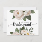 Werden Sie meine Brautjungfrau Weiß und Schwarz se Einladung (Vorderseite)