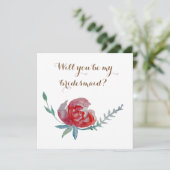 Werden Sie meine Bridesaid-Karte mit Rose sein? Einladung (Stehend Vorderseite)